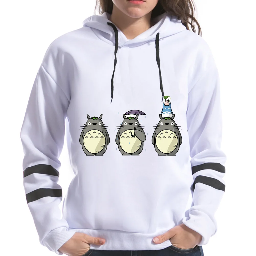 Женские толстовки с капюшоном Harajuku Totoro длинными рукавами и принтом Kawaii весна