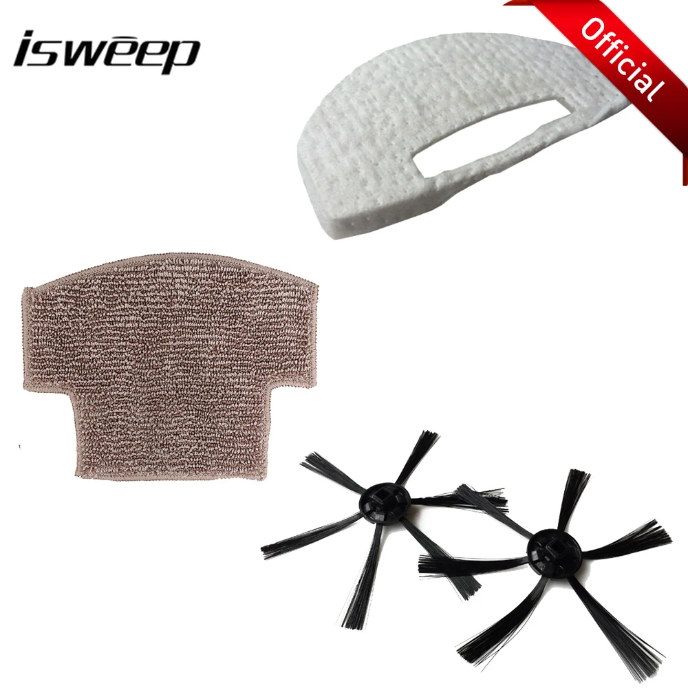 

ISWEEP S320 2 Pieces Side Brush +1 filter +1 Mop Cloth Replacement Kit for ISWEEP S320 Robot Vacuum Cleaner Parts Accessories