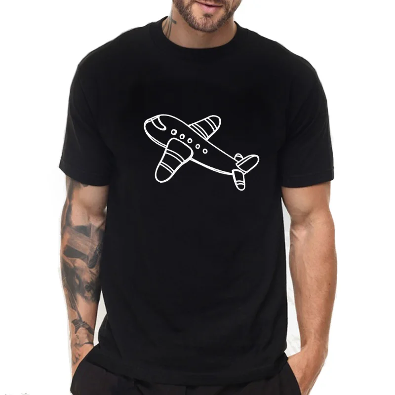 

Minimalist Cartoon Aircraft Pattern Printed T shirts Men Summer Casual Cotton Tops Cute T-shirt Funny Short Sleeve Top Shirts