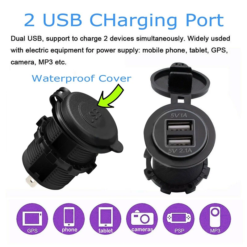 4.2A автомобильное зарядное устройство, двойной USB порт, адаптер питания, розетка прикуривателя, 3 в 1, зарядное устройство, панель для автомобиля, мотоцикла, лодки