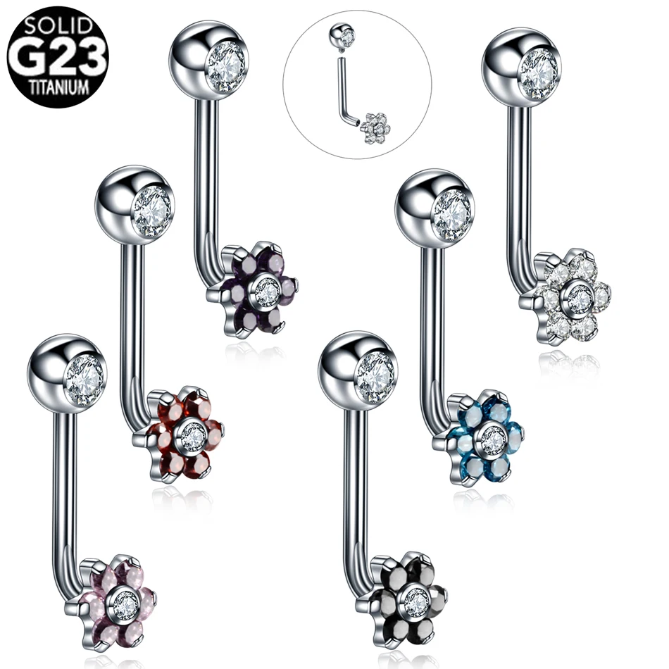 Titanium Christina Vertical Hood Piercings Flower Lip Rings Opal Sexy Lip Piercings VCH Eyebrow Jewelry 1PC,piercing jewelry,body piercing earrings,ear piercing jewelry,metal jewelry,body piercing jewelry,body jewelry