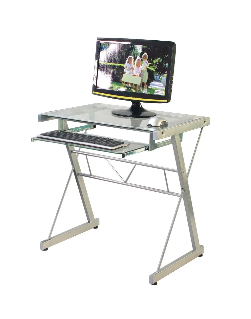 Transparent Glass Portable Laptop Foldable Table Adjustable