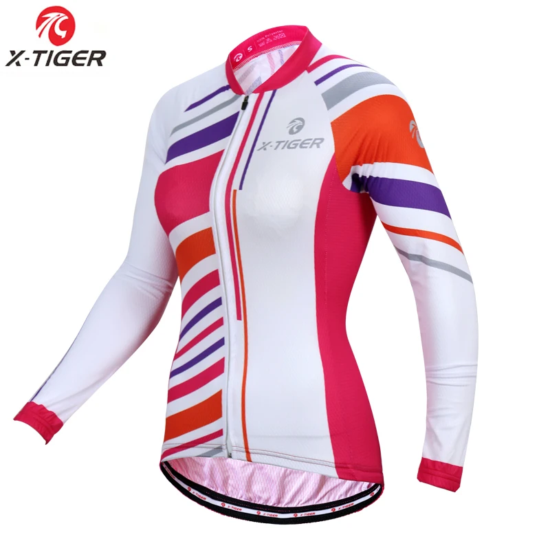 

X-Tiger Anti-UV Women Cycling Jersey Autumn Breathable Women Racing Bike Clothes Shirt Womens Cycling Bicycle Clothing
