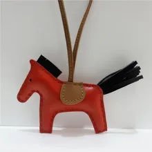 Handmade Luxury Lambskin Genuine Leather Horse Keychain Animal Key Chain Women Bag Charm Pendant Bag Accessories Birthday Gifts latest fashion genuine leather rodeo pony charm for women s bag new horse bag charm 2 side bicolor pm 13 10 cheap purse charm