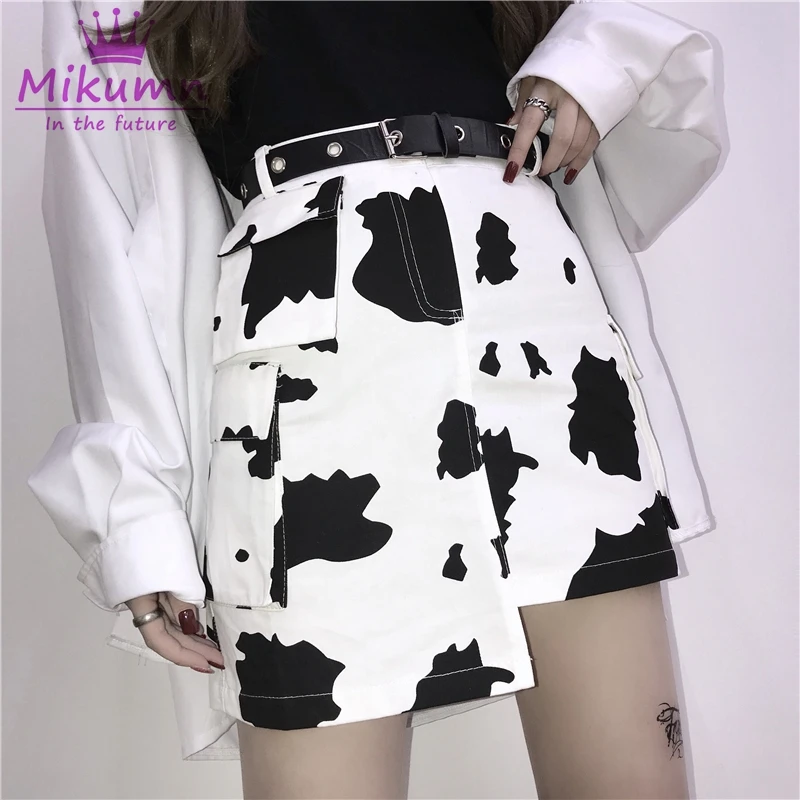 

Punk Style Girls Short Skirt Summer Harajuku Women Irregular Skirts White Balck