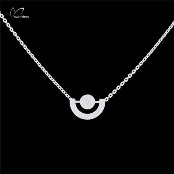 ScratchOpenCircleCharmNecklacesPendantRoseGoldSilverPlated