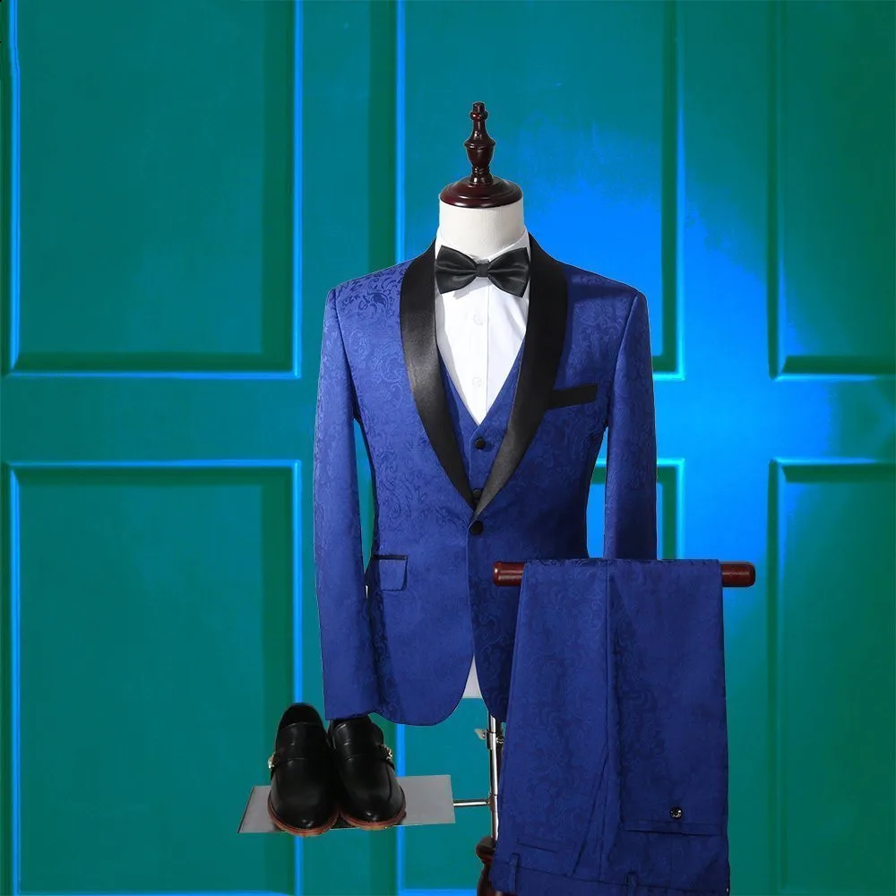 Image (jacket+vest+pants) male gentleman suit party formal 3 pieces sets dress fashion slim suit host super star show stage costumes