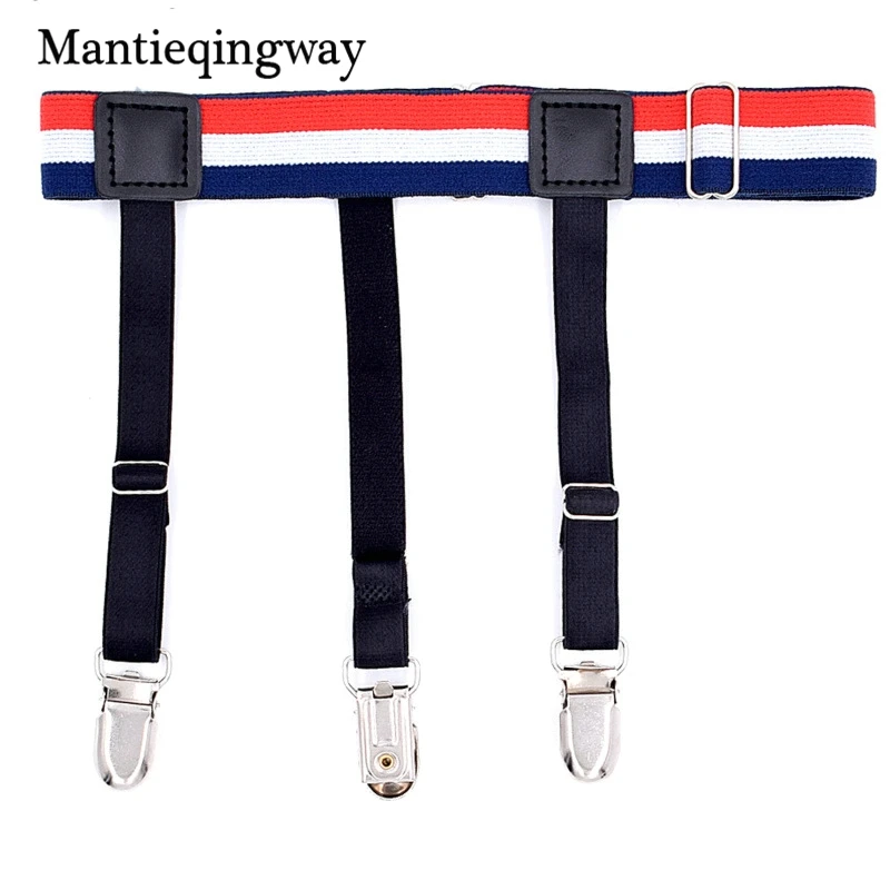 Mantieqingway Mens Stay Shirt Holders Striped Elastic Garter Belt