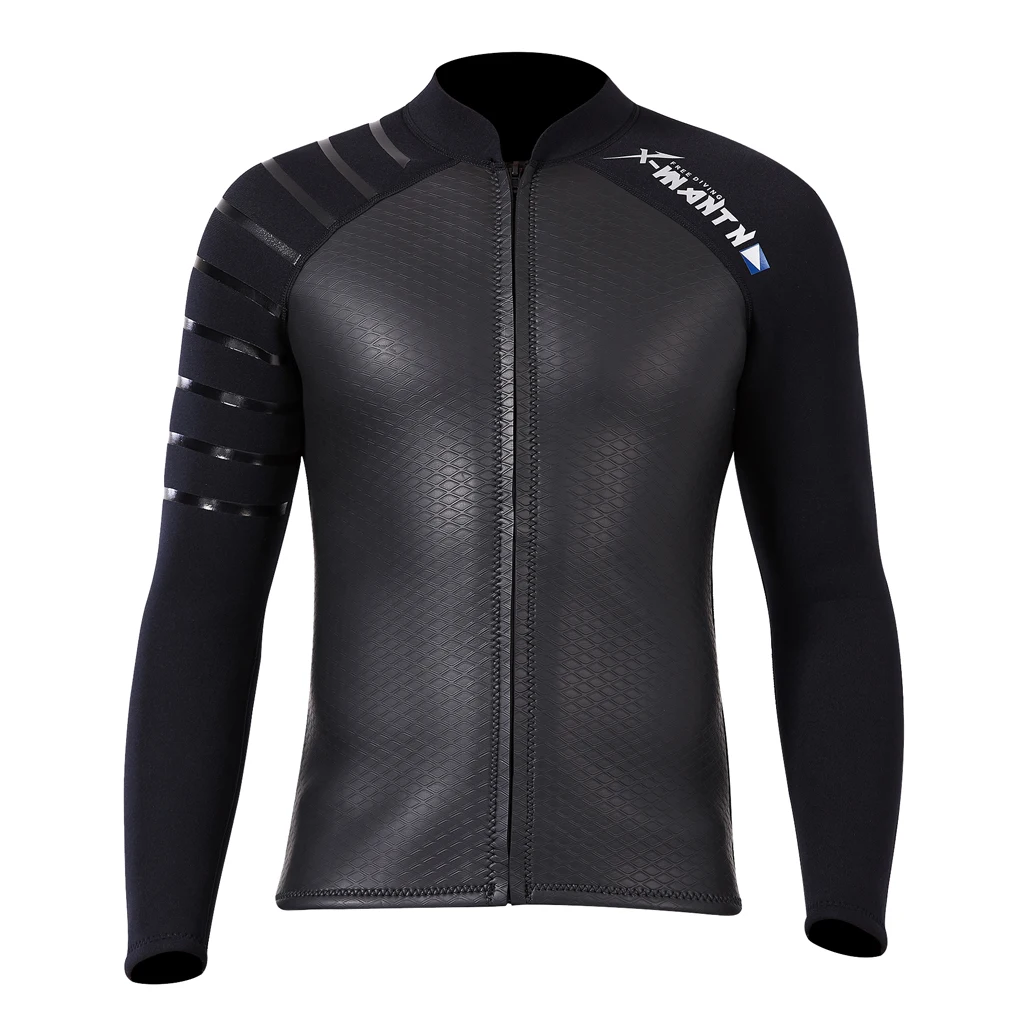 Men 3mm Wetsuit Jacket Top Long Sleeve Neoprene Wet Suits Swimwear Beachwear Rash Guard