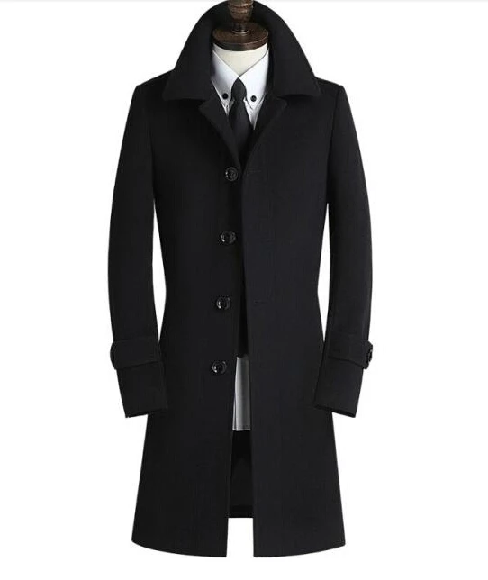 S-9XL, хит, корейский стиль, большой размер, мужское зимнее длинное однобортное шерстяное пальто, деловой мужской пиджак, мужской тонкий шерстяной Тренч