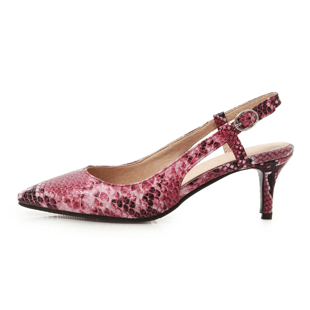 Women's Elegant Snake Print High Heels Red Side