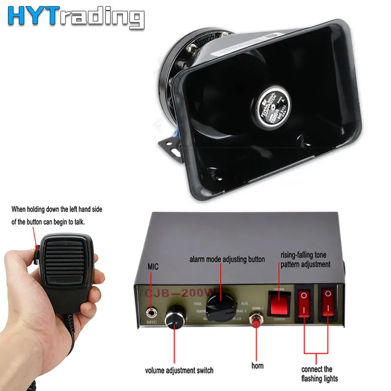 Car Horns 200W PA Black Metal Lould Speaker,12V Megaphone Electronic