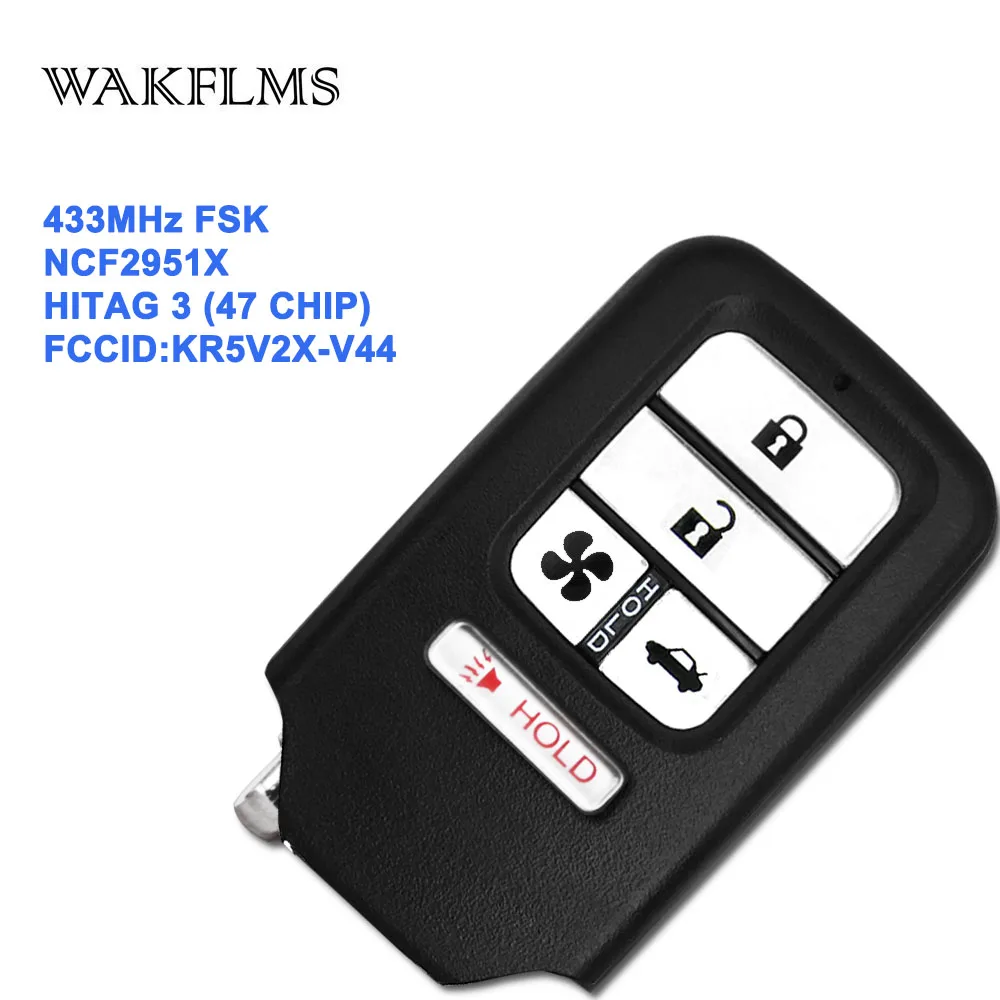 WAKFLMS 5 Buttons OEM Blue Back Smart Remote Automobile Car Key Automotive Keyless Go  Entry Replacement For HONDA KR5V2X-V44 (1)