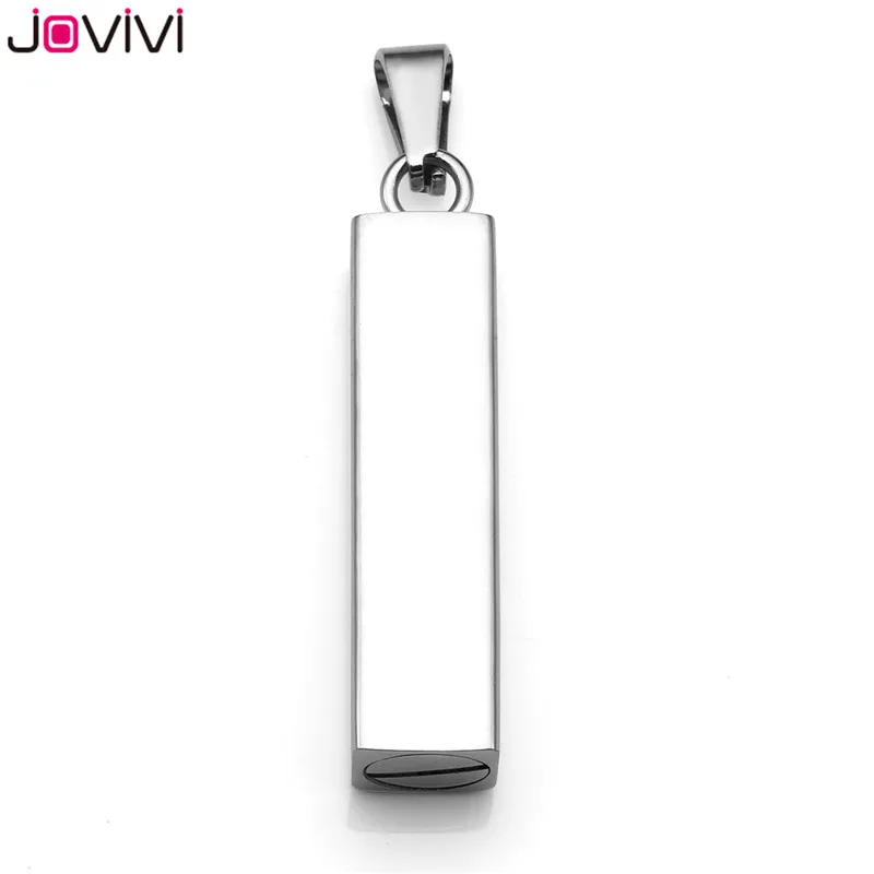 JOVIVI 1x кубический стержень из нержавеющей стали ожерелье с урной кулон памятная