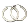 Stainless Steel Thick Flat Hollow Hoop Earring Silver Color Jewelry Women Casual Earring 1PCS 2