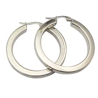 Stainless Steel Thick Flat Hollow Hoop Earring Silver Color Jewelry Women Casual Earring 1PCS 2