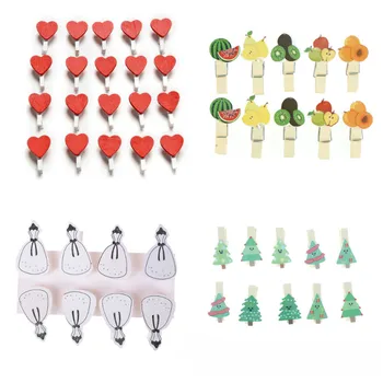 

20 PCS Mini Heart Love Wooden Clothes Photo Paper Peg Pin Clothespin Craft Postcard Clips Home Wedding Decoration