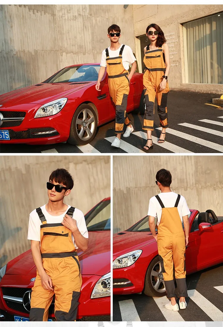 CCGK Men bib overall work coveralls uniform fashion locomotive dancing hip hop strap jumpsuit pants repairman sleeveless overalls (17)