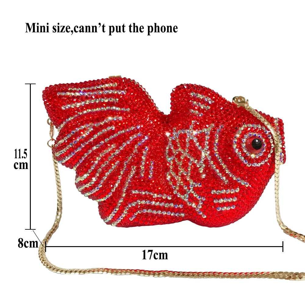 DaiweiNew Хрустальный клатч «рыба» маленький клатч с животными для женщин Свадебные вечерние Стразы Рыбацкая вечерняя сумочка