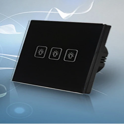 Новый сенсорный выключатель Кристалл Стекло Панель ЕС Стандартный 3 банды 1 способ Сенсорный экран стены розетка с переключателем для лампы