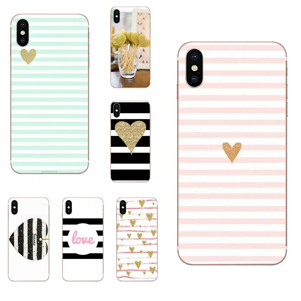 

Soft Shell For Galaxy J1 J2 J3 J330 J4 J5 J6 J7 J730 J8 2015 2016 2017 2018 mini Pro Gold Glitter Heart With White Stripes