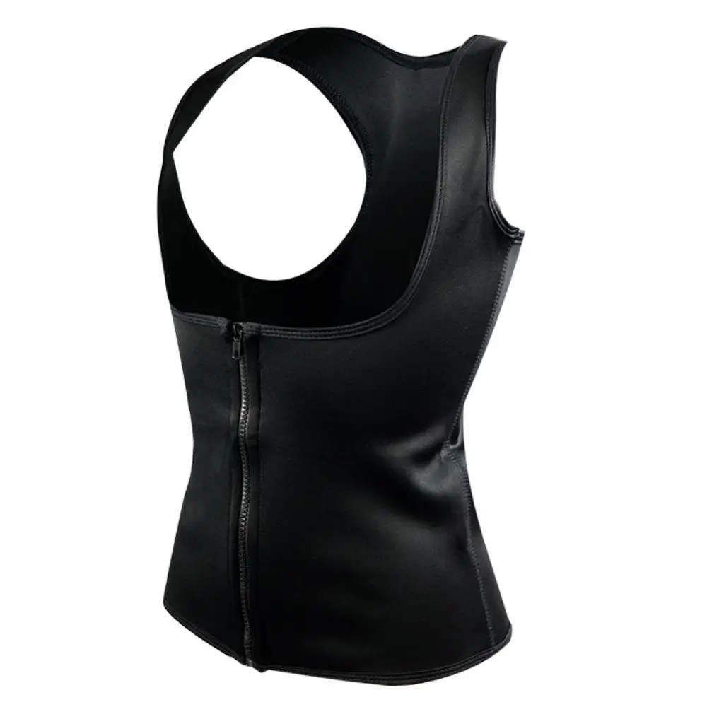 Горячее женское неопреновое Корректирующее белье, тонкий спортивный топ для тренировок на молнии, утягивающий жилет - Цвет: Черный
