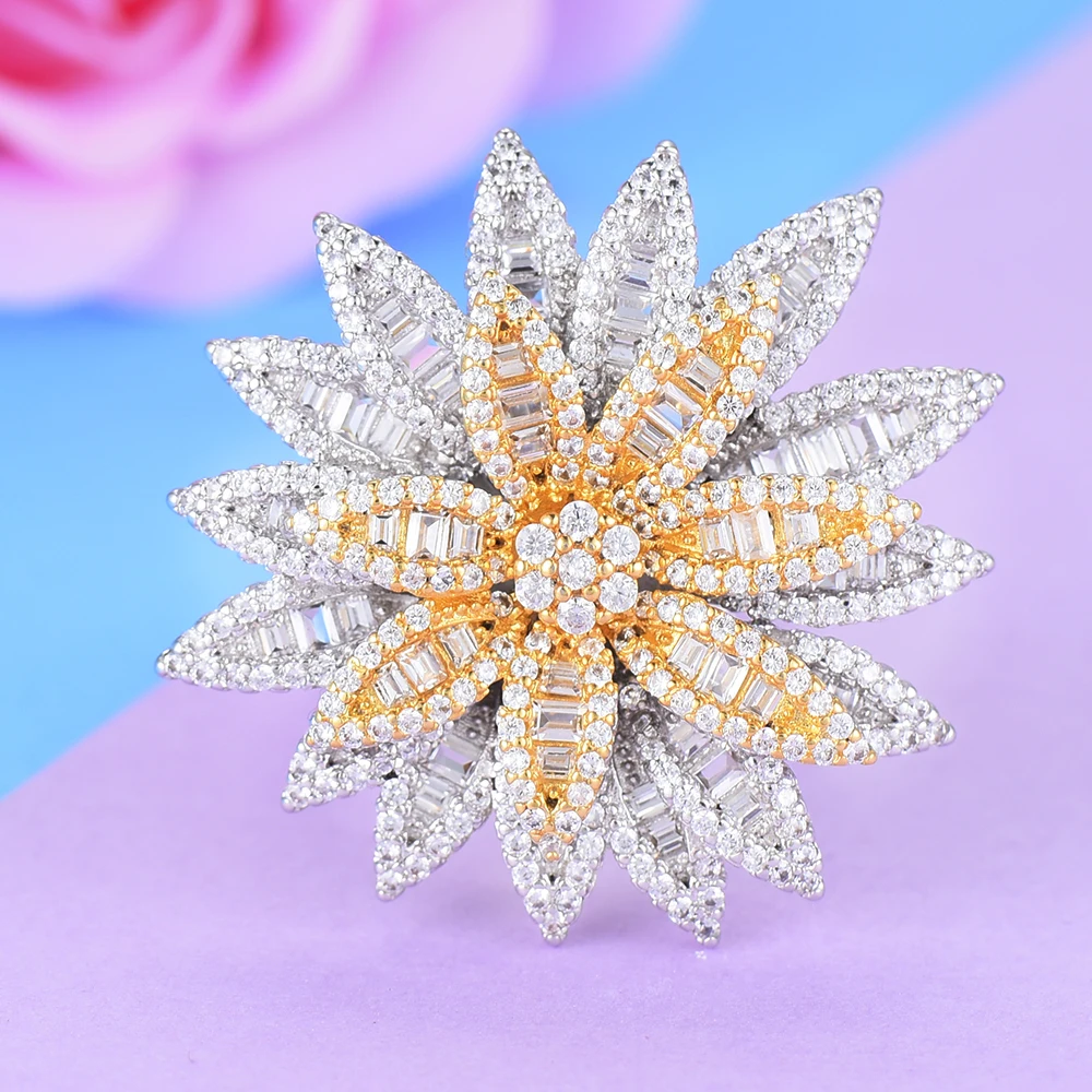 

GODKI Famous Brand Luxury Fireworks Flowers Cubic Zironia CZ Statement Big Ring For Women Wedding Dubai Bridal Finger Rings 2018