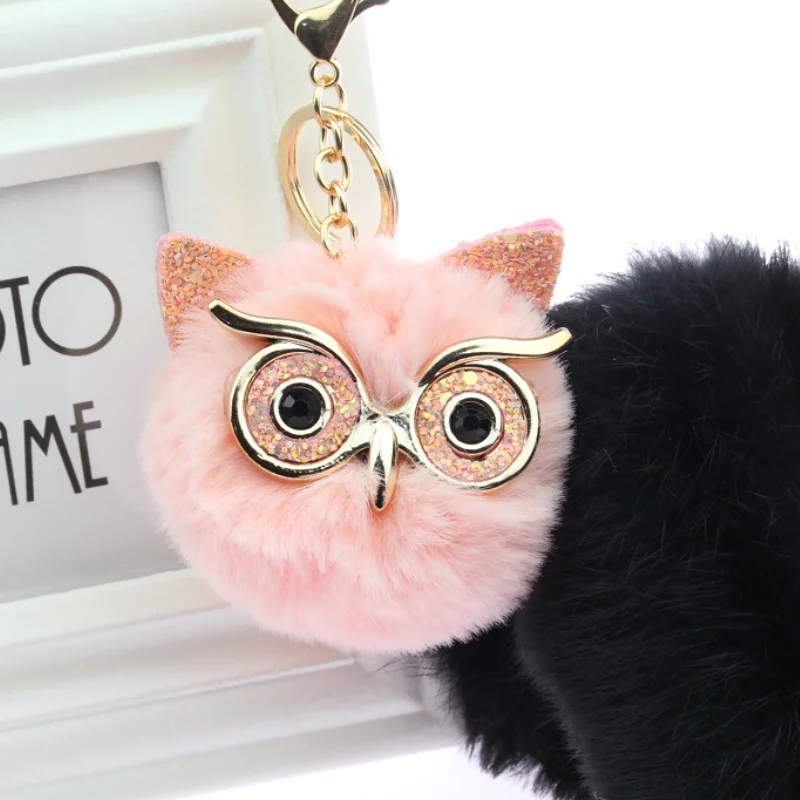 

Women's Fashion Pom Keychain Pom Artificial Rabbit Fur Ball Plush Key Chains Pearl Keychain Charm Bag Accessories Trinkets