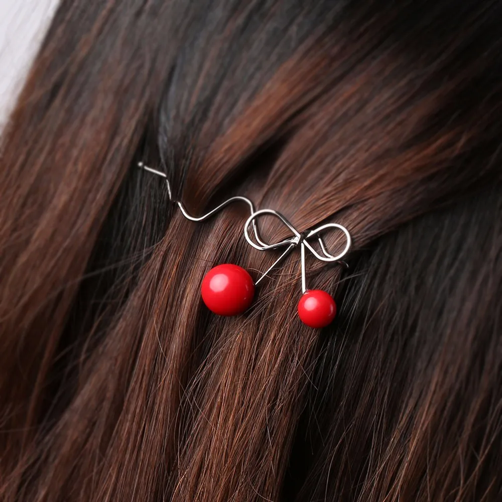 1 шт. милые корейские вишневые формы шпилька для волос с бантом Твист заколка для волос аксессуары для укладки волос для женщин леди девочек
