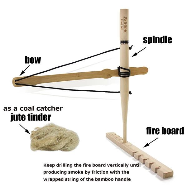 Jadeshay Outil de Fabrication de feu Kit de Survie pour perceuse /à Arc de feu