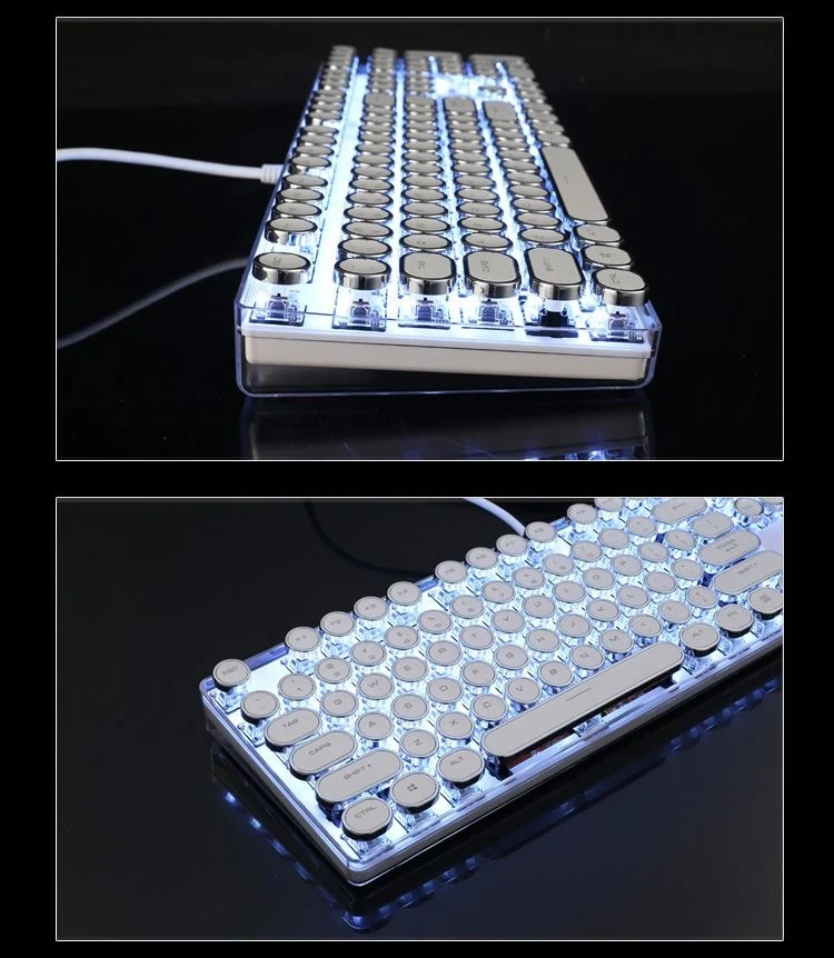 Magicforce Crystal 108 ключ винтажная пишущая машинка издание USB Проводная Подсветка Механическая игровая клавиатура, Gateron переключатели золотые брелки