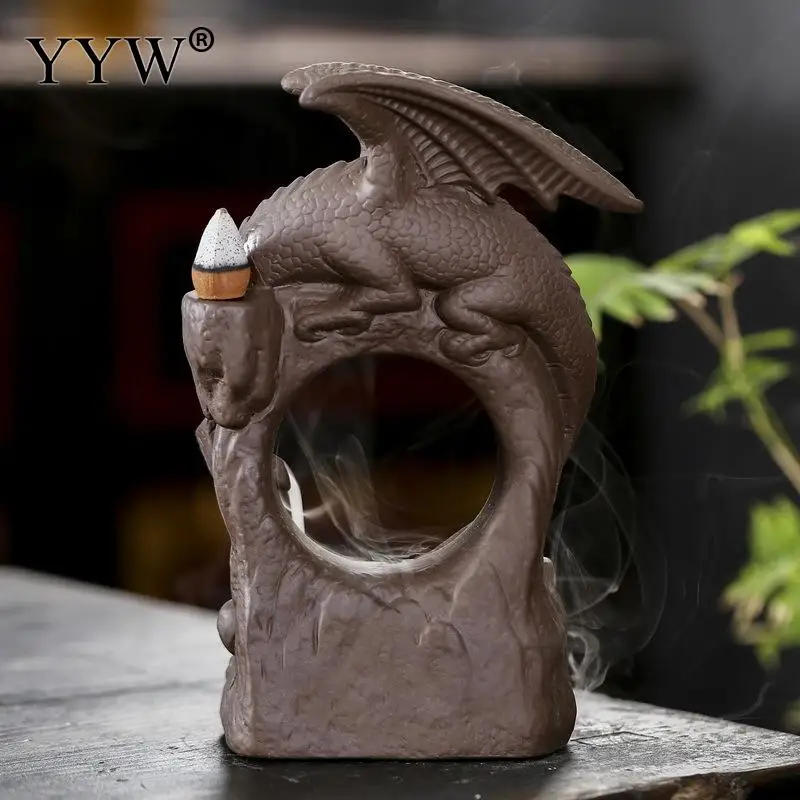 Дракон горелка для благовоний с обратным потоком благовония держатель для Рожков курильница Арома дымовая горелка Керамическая Дракон Incienso украшения дома ручной работы