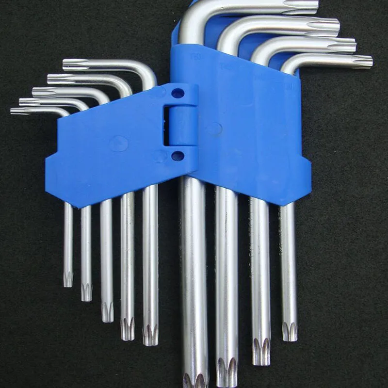 

YG 9pcs L Type Screwdriver Double-End Hex Wrench Set Allen Key Hexagon Torx Star Spanner Key Set Hand Tools