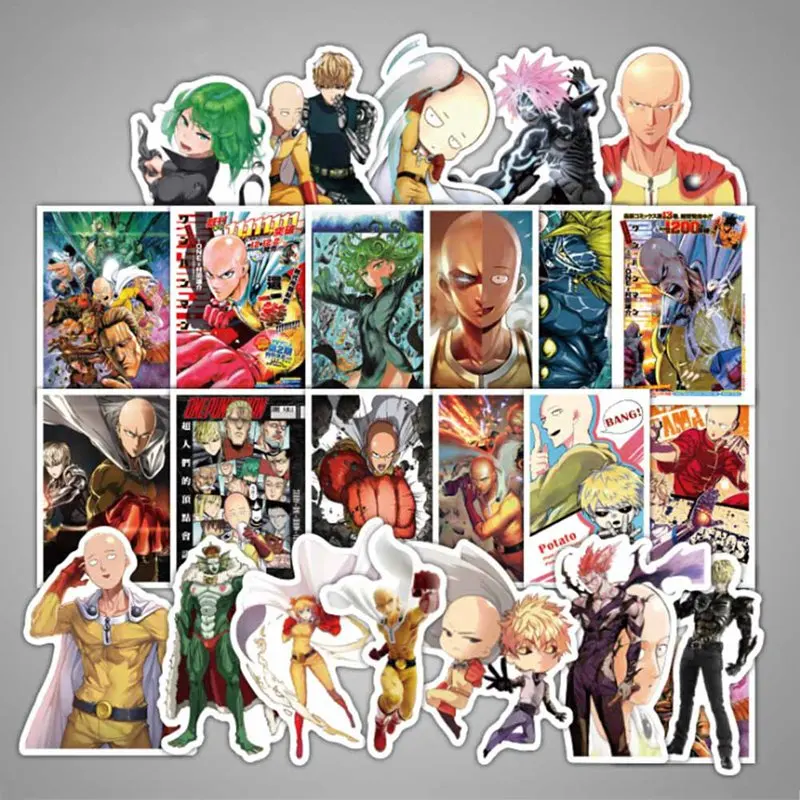 

38Pcs/Lot Japan Anime ONE PUNCH MAN Series Stickers For Notebook PC Skateboard Bicycle Car Moto DIY Waterproof Toy Sticker