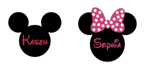 Orejas de Mickey Mouse Minnie Mouse Nombre Personalizado Pegatinas de
