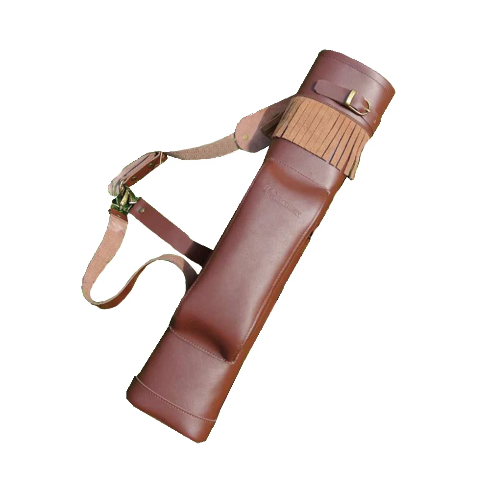 High Quality 53*12cm Pure Cow Leather Arrow quiver with Brown Color