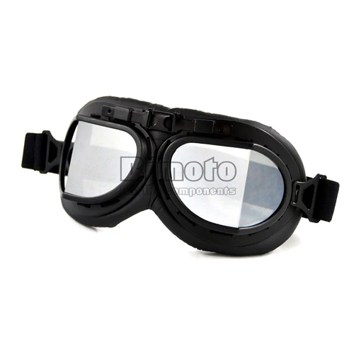 GT-005-SM черные очки дымовые линзы WWII RAF винтажные Пилот Мотоцикл Байкер крейсер шлем - Цвет: Silver lens