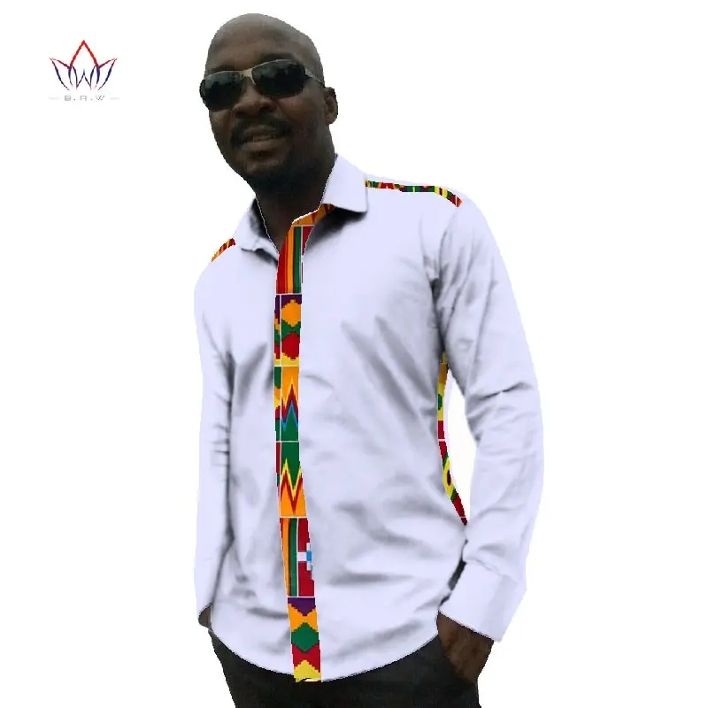 Осенние новые стильные рубашки мужские Брендовые с длинным рукавом модные традиционные африканские белые рубашки Африканские Восковые топы размера плюс 6XL WYN144