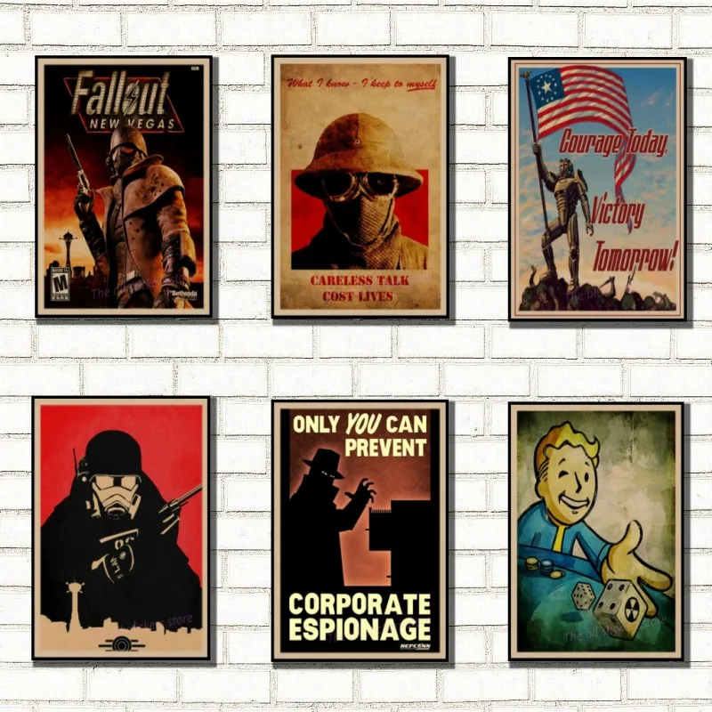 

Fallout 3 4 Game Poster Fallout Series Game retro Poster Retro Kraft Paper Bar Cafe Home Decor Painting Wall Sticker