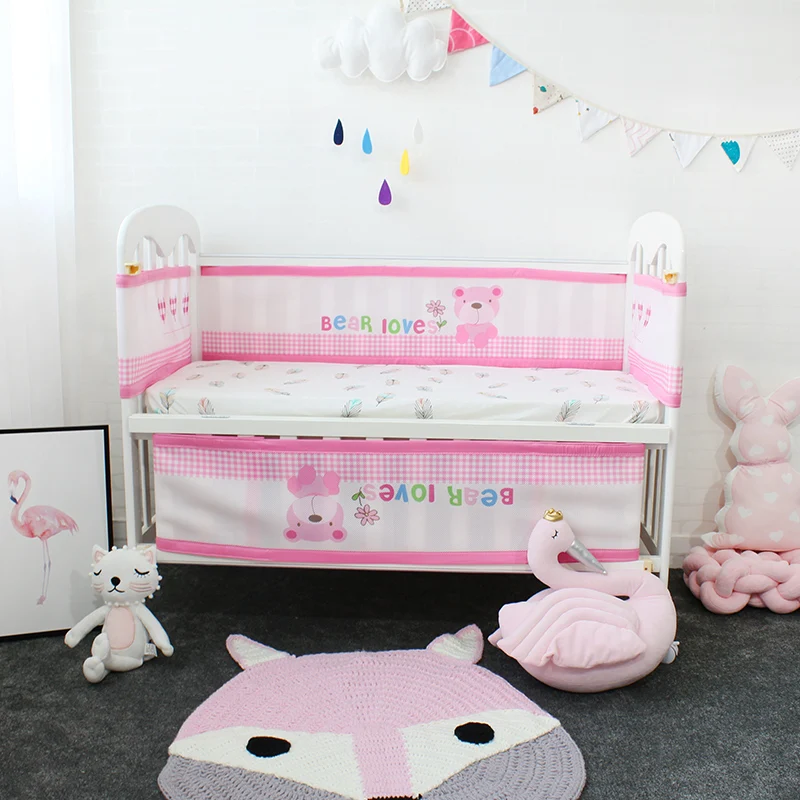 Baby Bed Bumper Soft Breathable 3 Layers Mesh Crib Protector Cute Cartoon Pattern Croth To The Cot Fit For All Size Crib Round