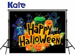 Kate Happy Halloween фото фонов мультфильм замок Ведьма Bat Фоны фотосъемка ночь террор для детей Аксессуары для фотостудий