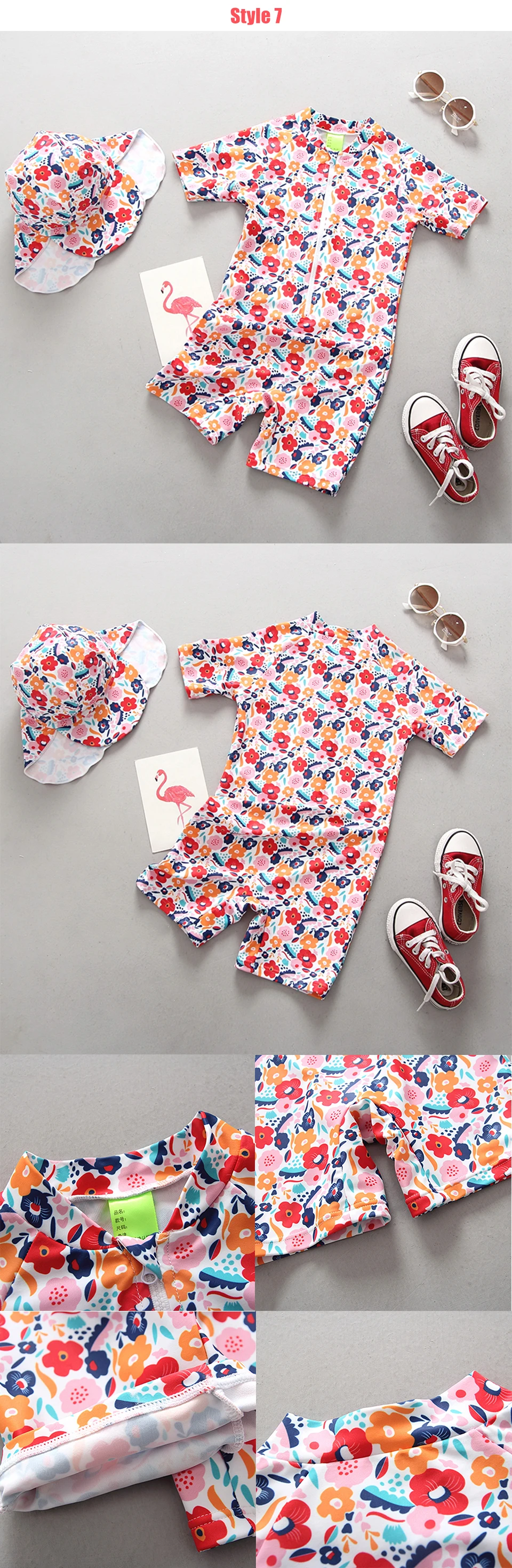 Animados para Crianças Bebê Swimwear Menina 1 3 Anos Bebê Recém nascido Swimsuit One Piece Maiô Flamingo Impresso Floral Maiôs Desenhos 13 anos bebê recém-nascido maiô uma peça de