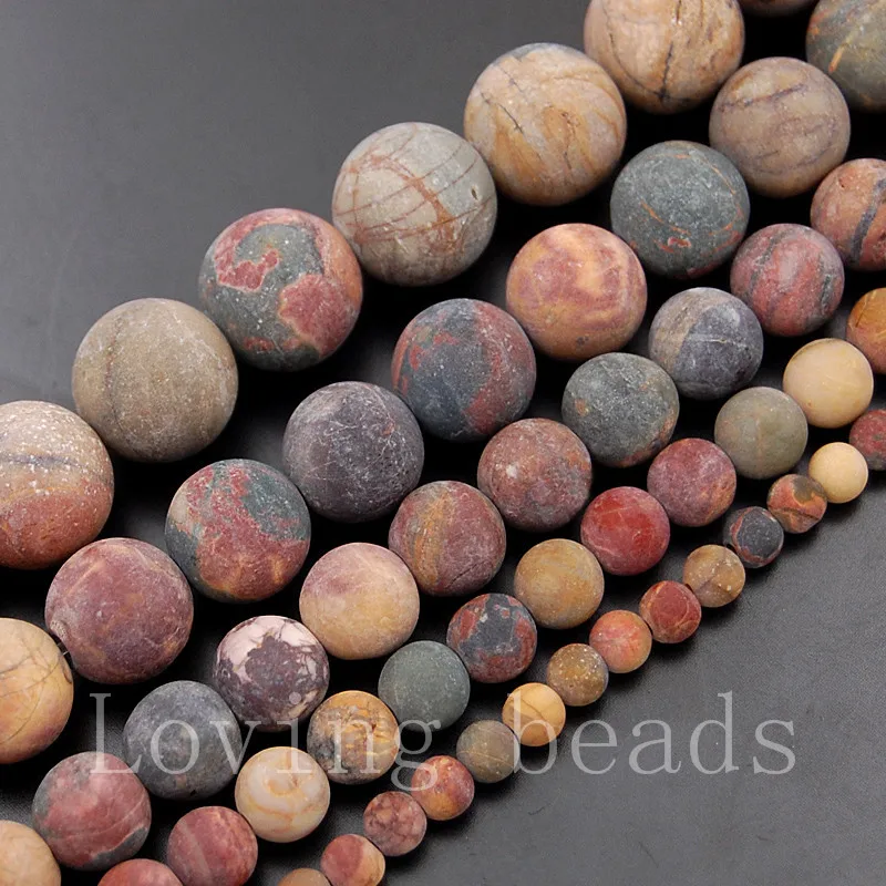 5Strands/Lot Matte Frosted Natural Picasso Jasper Gems Stones Round Spacer Beads 15.5" Diy 4mm 6mm 8mm 10mm 12mm | Украшения и