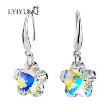 Luxury Austria Crystal Silver Plated Jewelry Fashion Long Plant Flower Drop Earrings For Women