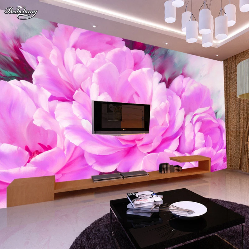 beibehang papel de parede para quarto  large mural painting style wallpaper background wallpaper Peony wallpapers mural