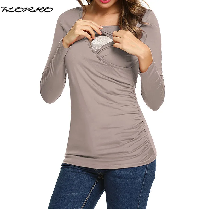 

Maternity Clothes 2018 Spring Autumn Feeding Tops Pregnant Women Casual Long Sleeve T-shirts Elegant Nursing Tees Plus Size 5XL
