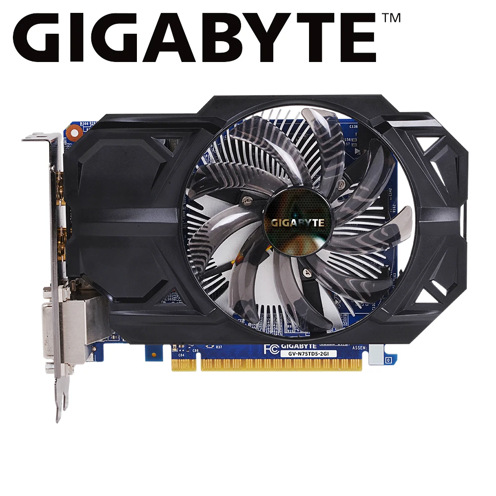 Gigabyte NVIDIA GeForce GTX 750 Ti Видеокарта gtx 750 ti GV-N75TD5-2GI 2 ГБ GDDR5 128 бит GPU для ПК б/у карт