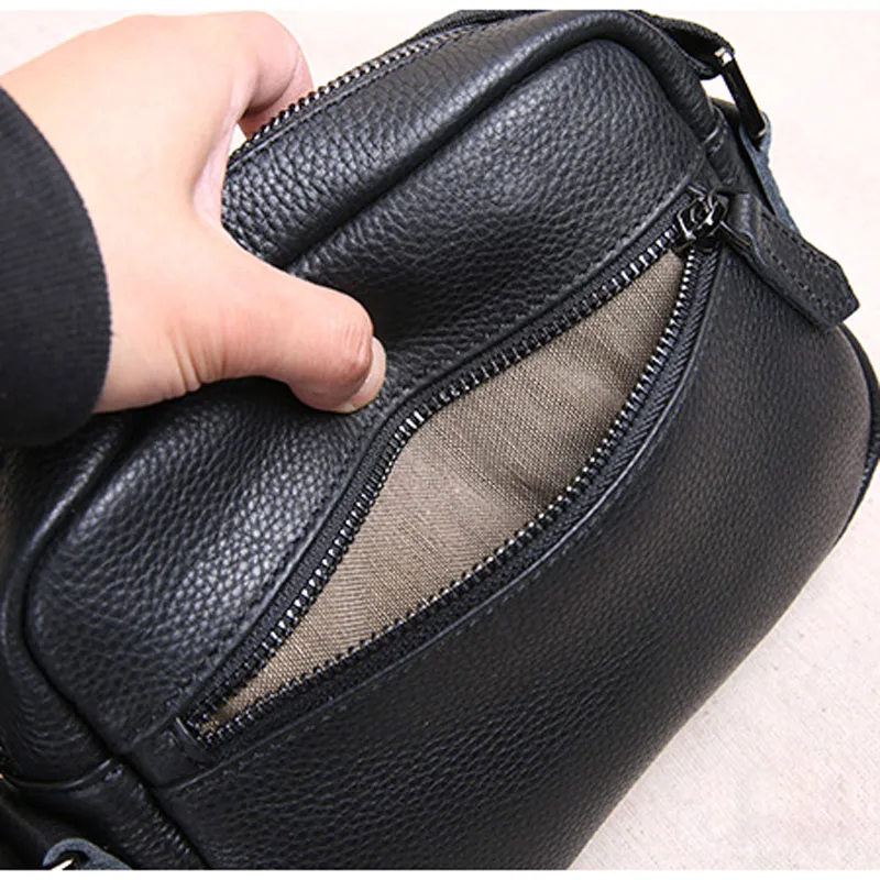 AETOO Original mini leather men's bag top layer leather men's small bag casual youth shoulder bag Messenger bag tide