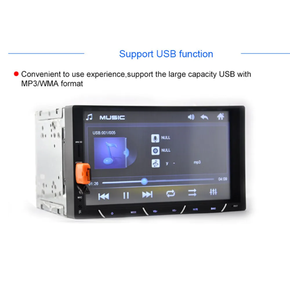 

Newest 2 Din Car DVD Player 7inch Touch Display Universal built-in Bluetooth FM Transmitter MP3/4/5 Bluetooth 800*480 Reverse