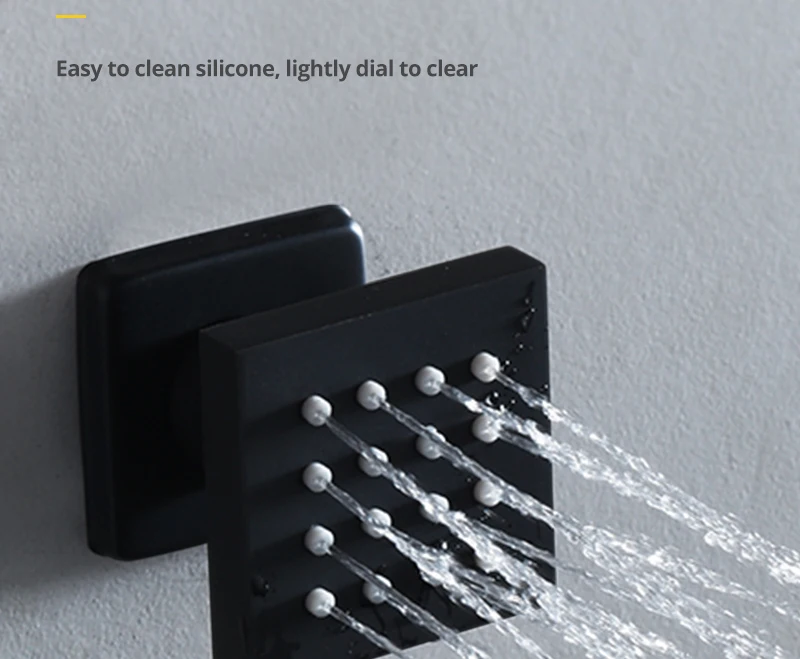 Multi-Function Shower Set Led Remote Control Light Black Brass Shower System (23)